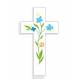 Croix murale Amour fleurs bleues 10 cm