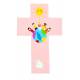 Kruisbeeld kinderen van de wereld in roze 20 cm 
