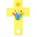Kruisbeeld kinderen van de wereld in geel 20 cm 