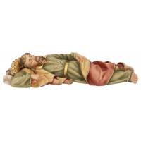 Statue en bois sculpté Saint Joseph dormant 30 cm couleur