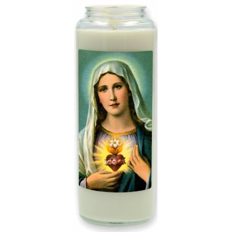 Neuvaine en verre / blanc / Sacré Coeur de Marie