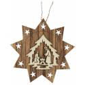Décoration de Noël en bois en forme d'étoile à suspendre - crèche de Noël