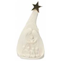 Nativité avec anges en résine blanche et étoile doré 17 cm