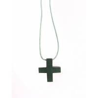 Croix pendentif teintée verte 25mm
