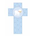 Kruisbeeld lam in blauw 12 cm 