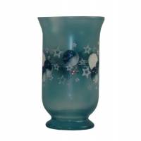 Vaas In glas turkoois blauw met kerstballen 15 cm 