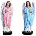 Beelden aanbiddende engelen met kaarsenhouder 65 cm in hars 