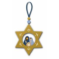 Décoration de Noël à suspendre en forme d'étoile avec la Sainte Famille dorée