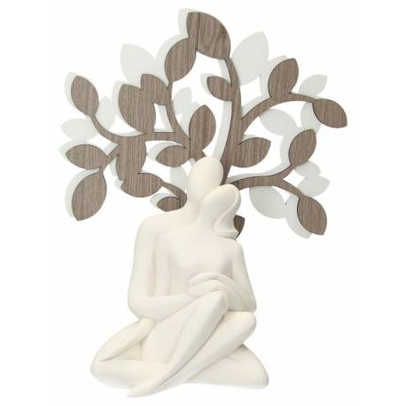 Wit koppel met levensboom 30 x 26 cm 