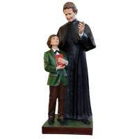 Statue Don Bosco 120 cm and Dominic en fibre de verre