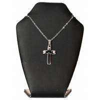 Pendentif croix avec strass black diamond + Chaine 50 Cm