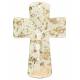 Croix murale en verre 16 cm Blanc et Or avec Christ blanc