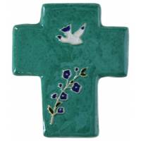 Croix Céramique - 12 X 10 cm - Vert prasin