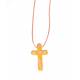 Oranje hanger kruis ongeveer 3 cm 