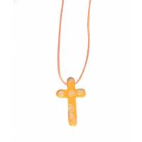 Oranje hanger kruis ongeveer 3 cm 