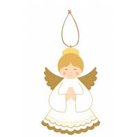 Engel in hout om te hangen 9 cm : gebed 