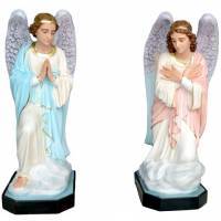 Statue de deux anges en adoration 110 cm en fibre de verre