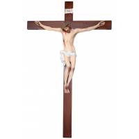 Croix murale 240 x 150 cm en bois (Christ de 120 cm en fibre de verre)
