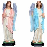 Beelden aanbiddende engelen met kaarsenhouder 130 cm in hars 