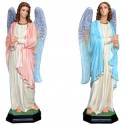 Beelden aanbiddende engelen met kaarsenhouder 130 cm in hars 