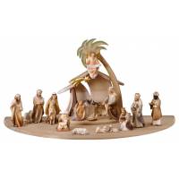 Set de départ : crèche de Noël en bois Komet 12 cm (22 personnages)