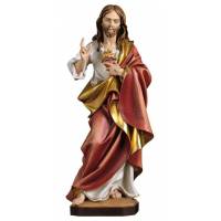 Statue en bois sculpté Sacré Coeur de Jésus 15 cm Couleur
