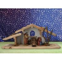 Crèche de Noël : cabane + 5 personnages de 9 cm (38 x 15 x 13 cm)