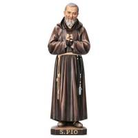 Statue en bois sculpté de Padre Pio (35cm)
