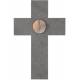 Kruisbeeld Leisteen 20 X 13.5 Cm Rond Plaatje In Brons 