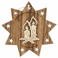 Décoration de Noël en bois en forme d'étoile à suspendre - bougie