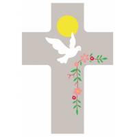 Croix - Saint Esprit, viens en nous - galet 11x7,5cm