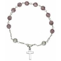Bracelet-dizainier - argent rhodié - Swarovsky - violet - croix