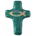 Croix Ceramique 11 X 8.5 Cm Vert prasin