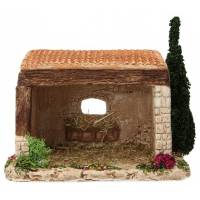 Décor pour santons de Provence Etable avec arbre 15 x 10 x 14 cm