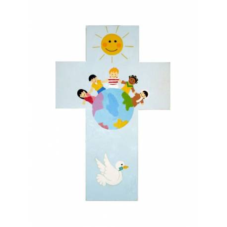 Croix murale enfants du monde 20 cm