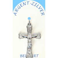 Croix Argent - avec Christ - 35 x 22 mm
