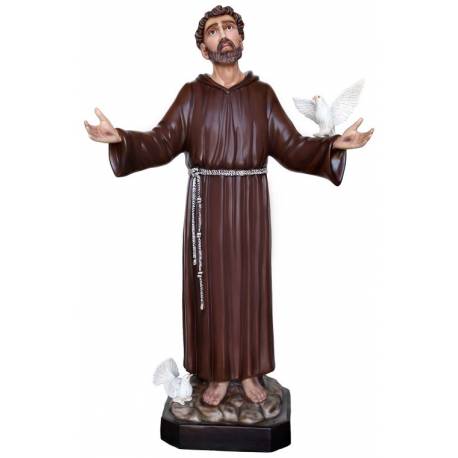 Statue Saint François d'Assise bras ouverts 130 cm en fibre de verre
