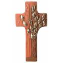 Croix avec arbre de vie de 22 cm finition rouge et dorée