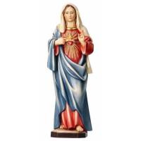 Statue en bois sculpté Sacré Coeur de Marie 18 cm Couleur