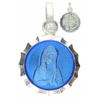 Médaille Vierge Priante 14 mm - Email Bleu