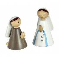 Maagd van Lourdes en Ste Bernadette en Bois 4.5x7.5/4x6.5cm 