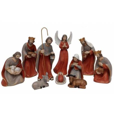 Personnages de crèche de Noël - 10 figurines de 17 cm