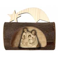 Nativité dans rondin en bois sculpté
