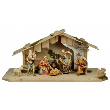 Crèche de Noël en bois : collection Ulrich 15 cm (8 personnages)