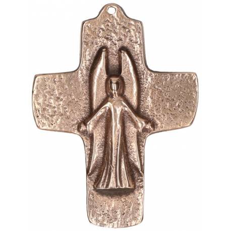 Croix murale bronze 5.8 x 8 cm Avec ange
