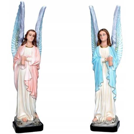 Beelden aanbiddende engelen met kaarsenhouder 73 cm in hars 