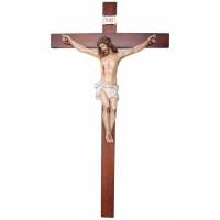 Croix murale 220 x 120 cm en bois (Christ de 105 cm en fibre de verre)
