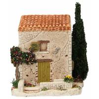 Décor pour santons de Provence Cabanon avec arbre 12 x 10 x 10 cm