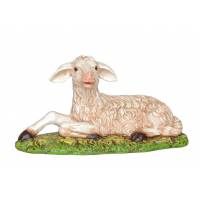 Zittende lam in hars 23 cm voor kerstfiguren van 100 cm 