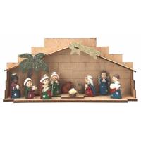 Kinderachtig kerstgroep met hout kerststallen 